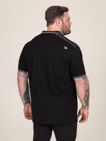 D555 Potts Jersey Polo With Jacquard Collar & Cuffs Czarny - Koszulki polo - Koszulki Polo 2XL-8XL