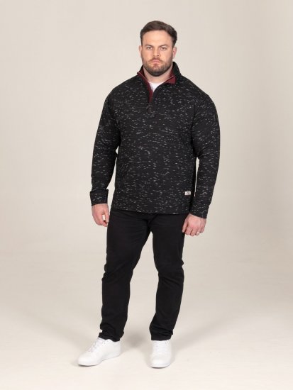 D555 Chandler Reno 1/4 Zip Neck Sweatshirt With Bear Logo Czarny - Bluzy & bluzy z kapturem - Bluzy & Bluzy z kapturem 2XL-12XL