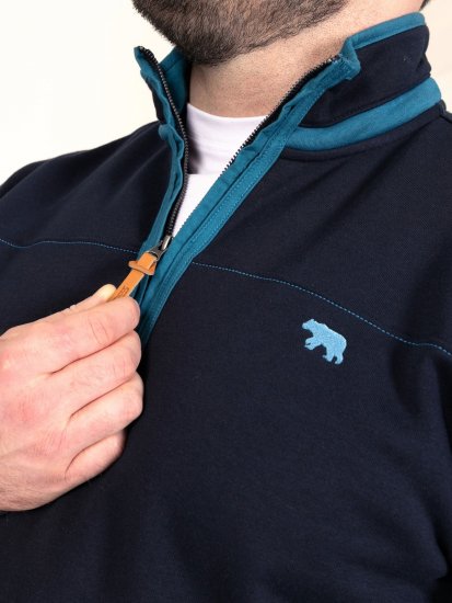 D555 Conway 2 1/4 Zip Neck Fleece Sweatshirt With Bear Logo Granatowy - Bluzy & bluzy z kapturem - Bluzy & Bluzy z kapturem 2XL-12XL