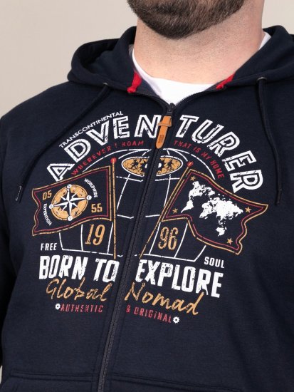 D555 Hector Adventurer Printed Zip Through Hoody Granatowy - Bluzy & bluzy z kapturem - Bluzy & Bluzy z kapturem 2XL-12XL