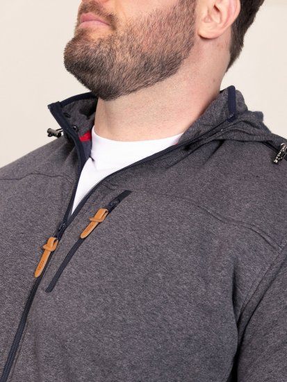 D555 Conrad Detachable Hood Bonded Fleece Zip Through Hoody TALL Granatowy - TALL bluzy - Bluzy TALL dla wysokich mężczyzn