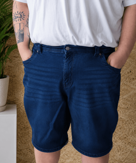 Kam Jeans Pepe Knitted Denim Shorts Random Mid Wash Blue - Szorty - Szorty W40-W60