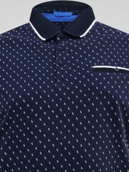D555 Reid AOP Polo With Jacquard Collar, Pocket And Cuffs Granatowy - Koszulki polo - Koszulki Polo 2XL-8XL