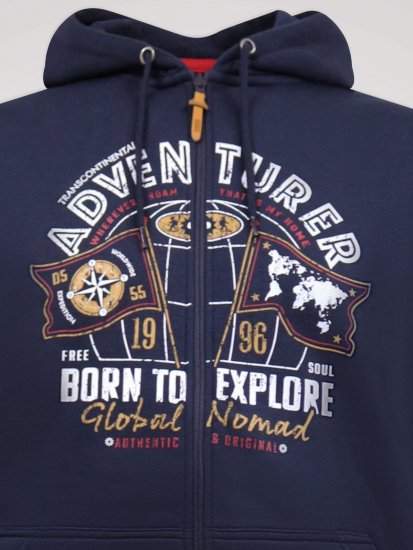 D555 Hector Adventurer Printed Zip Through Hoody Granatowy - Bluzy & bluzy z kapturem - Bluzy & Bluzy z kapturem 2XL-12XL