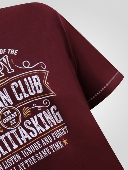 D555 Baldwin Grumpy Old Man Club Print Crew Neck T-shirt Burgundy/ Black Twist - Koszulki - T-shirty meskie Duże Rozmiary - 2XL-14XL