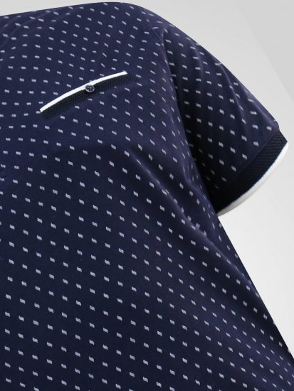 D555 Reid AOP Polo With Jacquard Collar, Pocket And Cuffs Granatowy - Koszulki polo - Koszulki Polo 2XL-8XL