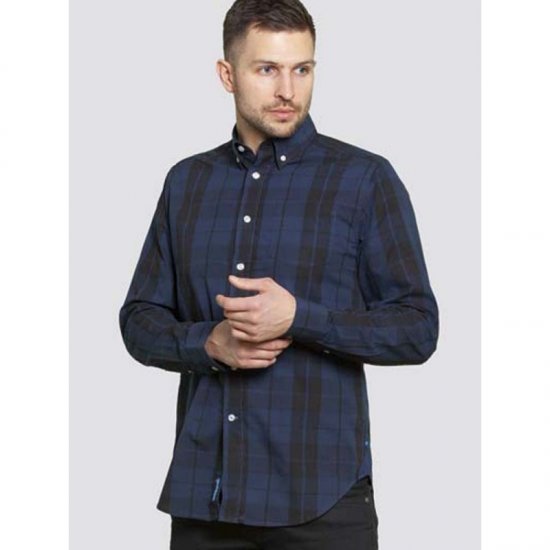 D555 Davenport Long Sleeve Shirt Navy - Koszule - Koszule 2XL-10XL