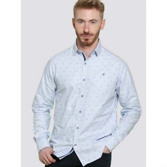 D555 Addington Printed Oxford Shirt Blue - Koszule - Koszule 2XL-10XL