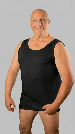 20 Nodi Crew Neck Tank Top in Combed Cotton Jersey Black - Bielizna & stroje kąpielowe - Bielizna & Stroje kąpielowe 2XL-8XL