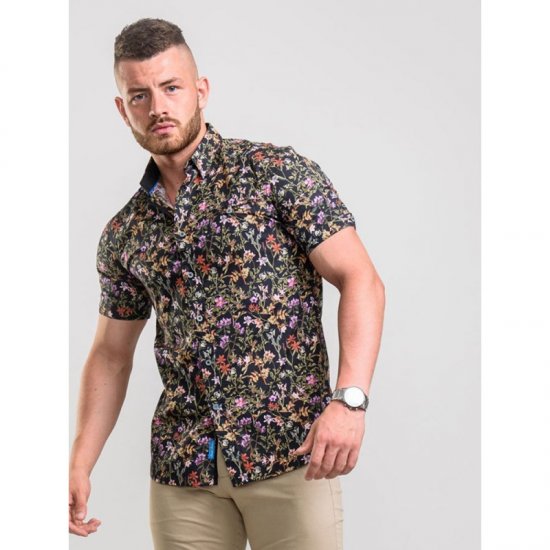 D555 Emmet Floral Shirt Black - Koszule - Koszule 2XL-10XL
