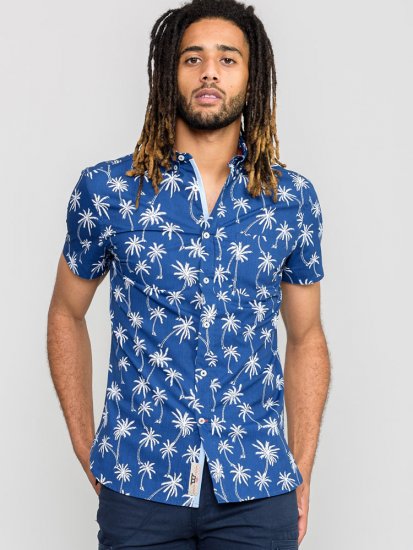 D555 BURLEY Palm Tree Print Shirt - Koszule - Koszule 2XL-10XL