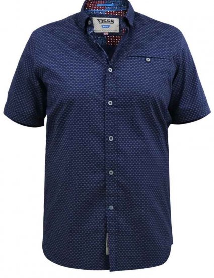 D555 Telford S/S Micro Ao Print Shirt Navy - Koszule - Koszule 2XL-10XL
