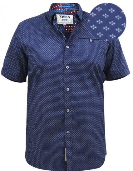 D555 Telford S/S Micro Ao Print Shirt Navy - Koszule - Koszule 2XL-10XL
