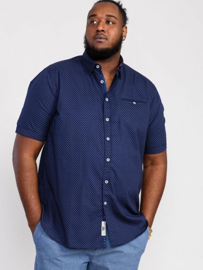 D555 Telford S/S Micro Ao Print Shirt Navy - Koszule - Koszule 2XL-10XL