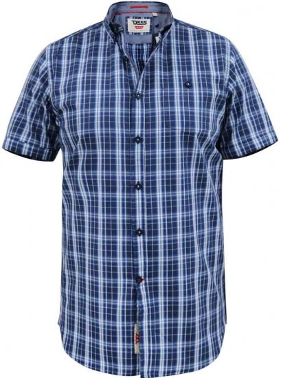 D555 Walcot Check Button Down Collar S/S Shirt Navy - Koszule - Koszule 2XL-10XL
