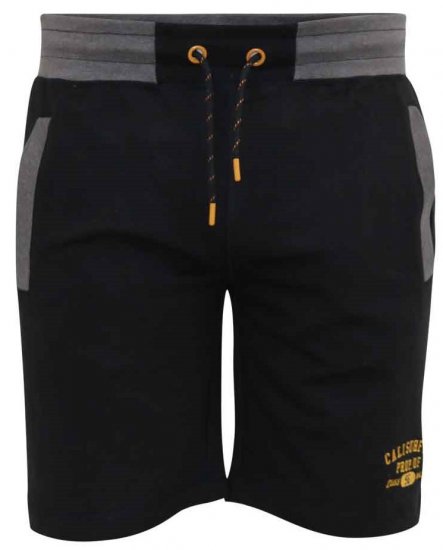 D555 Sutton Elasticated Waist Shorts With Embroidery Black - Dresy & spodenki dresowe - Dresy & Spodnie Dresowe 2XL-12XL