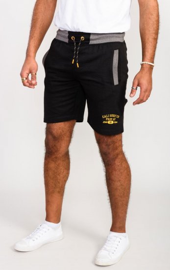 D555 Sutton Elasticated Waist Shorts With Embroidery Black - Dresy & spodenki dresowe - Dresy & Spodnie Dresowe 2XL-12XL