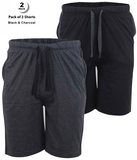 D555 Ryan Jersey Shorts 2-pack Black/Charcoal - Dresy & spodenki dresowe - Dresy & Spodnie Dresowe 2XL-12XL