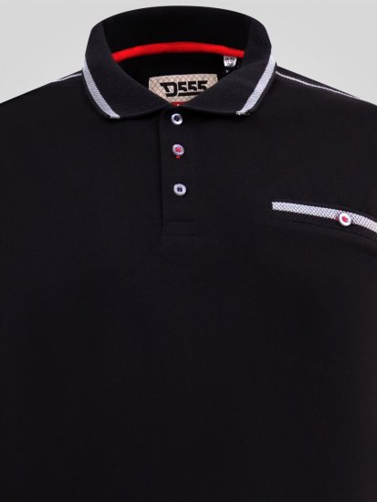 D555 Potts Jersey Polo With Jacquard Collar & Cuffs Czarny - Koszulki polo - Koszulki Polo 2XL-8XL