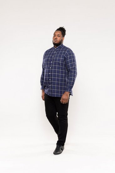 D555 Townsville Check Button Down Collar Shirt Navy - Koszule - Koszule 2XL-10XL