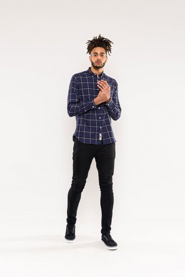 D555 Townsville Check Button Down Collar Shirt Navy - Koszule - Koszule 2XL-10XL