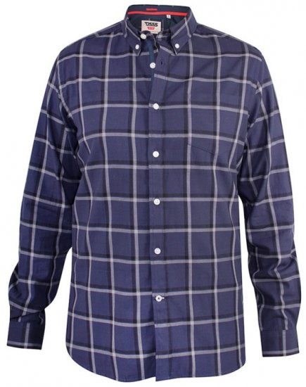 D555 Townsville Check Button Down Collar Shirt Navy - Koszule - Koszule 2XL-10XL
