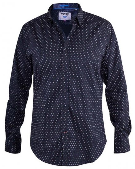 D555 Adelaide Long Sleeve Printed Shirt Navy - Koszule - Koszule 2XL-10XL