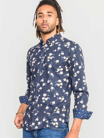 D555 Rooksey Floral Print Shirt Navy - Koszule - Koszule 2XL-10XL