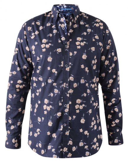 D555 Rooksey Floral Print Shirt Navy - Koszule - Koszule 2XL-10XL