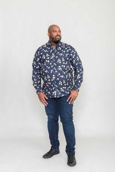 D555 Rooksey Floral Print Shirt Navy - Koszule - Koszule 2XL-10XL