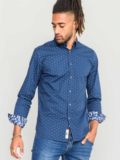 D555 Chilton LS Shirt Navy - Koszule - Koszule 2XL-10XL
