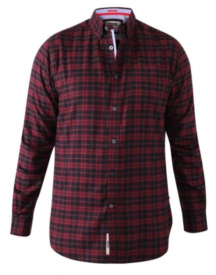 D555 Holton Dark Red Checked Flannel Shirt - Wszystkie ubrania - Odzież męska duże rozmiary