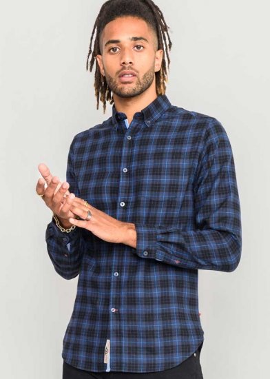 D555 Dovercourt Flannel Check Shirt Blue and Black - Koszule - Koszule 2XL-10XL