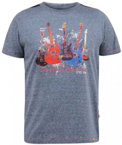 D555 Sharnbrook Electric Legends Guitar Print T-Shirt - Koszulki - T-shirty meskie Duże Rozmiary - 2XL-14XL
