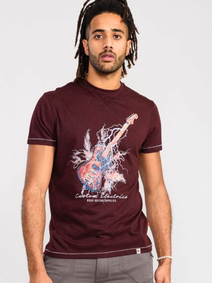 D555 Redbourn Lightning Bolt Guitar Printed T-Shirt - Koszulki - T-shirty meskie Duże Rozmiary - 2XL-14XL
