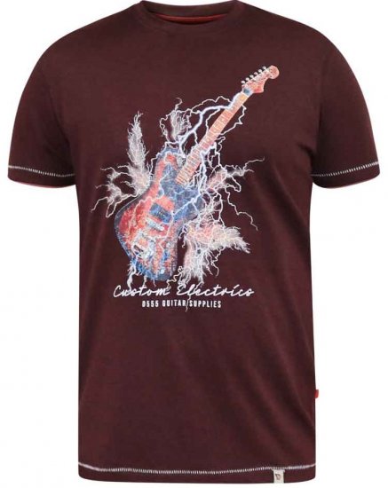 D555 Redbourn Lightning Bolt Guitar Printed T-Shirt - Koszulki - T-shirty meskie Duże Rozmiary - 2XL-14XL