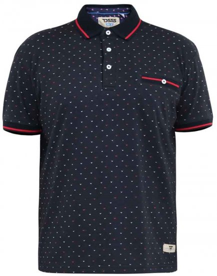 D555 Ashwell Ao Printed Polo Shirt Dark Navy - Koszulki polo - Koszulki Polo 2XL-8XL