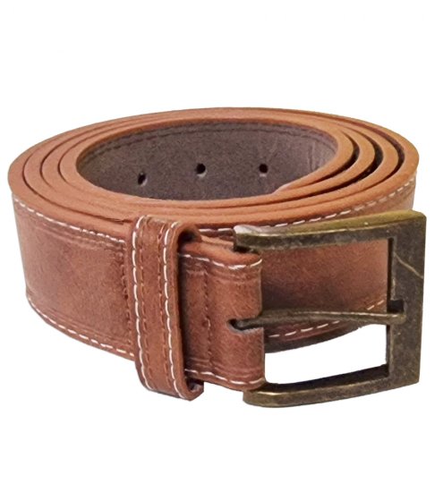 D555 Dylan Tan Bonded Leather Belt - Paski - Paski Duże Rozmiary - W40-W70/2XL-8XL