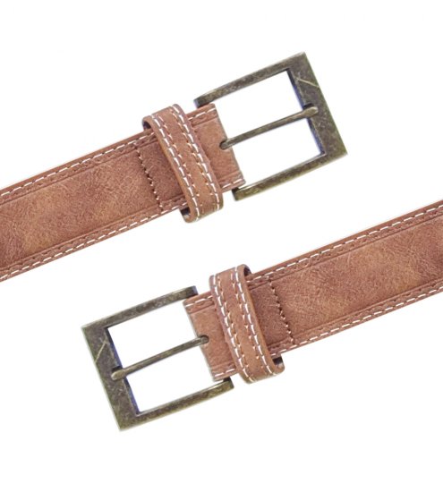 D555 Dylan Tan Bonded Leather Belt - Paski - Paski Duże Rozmiary - W40-W70/2XL-8XL