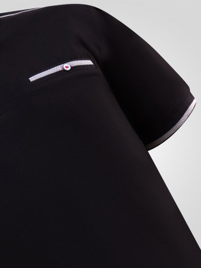 D555 Potts Jersey Polo With Jacquard Collar & Cuffs Czarny - Koszulki polo - Koszulki Polo 2XL-8XL