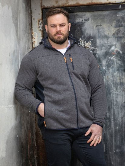 D555 Conrad Detachable Hood Bonded Fleece Zip Through Hoody Granatowy - Bluzy & bluzy z kapturem - Bluzy & Bluzy z kapturem 2XL-12XL
