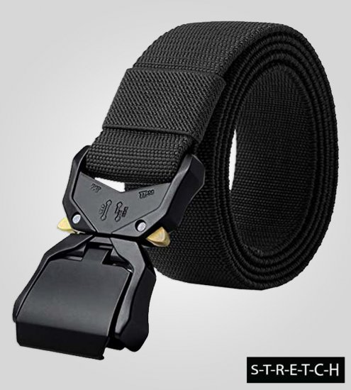 D555 Dale Tactical Stretch Webbing Belt with Heavy Duty Quick Release Buckle Black - Paski - Paski Duże Rozmiary - W40-W70/2XL-8XL