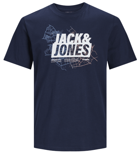 Jack & Jones JCOMAP LOGO T-Shirt Navy Blazer - Koszulki - T-shirty meskie Duże Rozmiary - 2XL-14XL