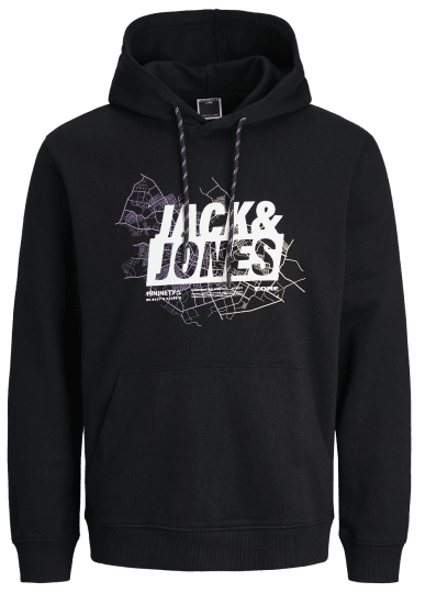 Jack & Jones JCOMAP LOGO SWEAT Hoodie Black - Bluzy & bluzy z kapturem - Bluzy & Bluzy z kapturem 2XL-12XL