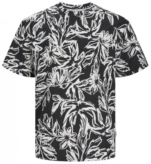 Jack & Jones JORLAFAYETTE AOP T-Shirt Black - Koszulki - T-shirty meskie Duże Rozmiary - 2XL-14XL