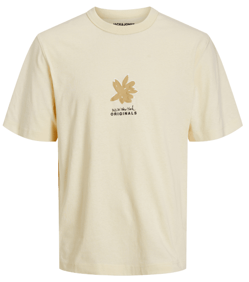 Jack & Jones JOREASTER ACTIVITY T-Shirt Buttercream - Koszulki - T-shirty meskie Duże Rozmiary - 2XL-14XL