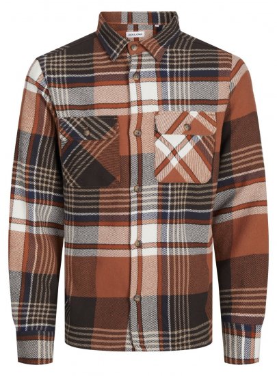 Jack & Jones Darren Flannel Overshirt brązowa - Koszule - Koszule 2XL-10XL