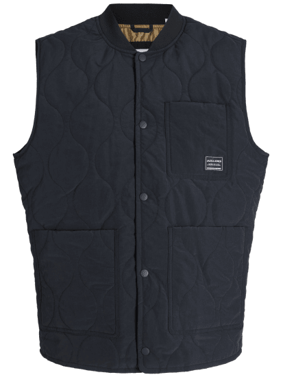 Jack & Jones Hero Liner Quilted Gilet Vest Black - Kamizelki - Kamizelki w dużych rozmiarach