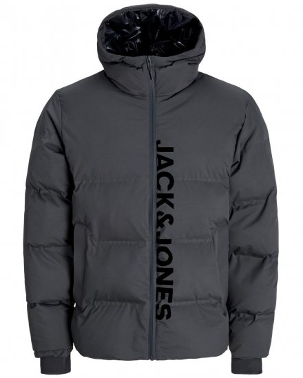 Jack & Jones Kaito Puffer Jacket Asphalt With Print - Kurtki Męskie Duże Rozmiary - Kurtki Duże rozmiary 2XL-8XL