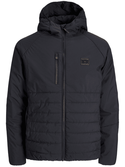 Jack & Jones Finn Hybrid Jacket Black - Kurtki Męskie Duże Rozmiary - Kurtki Duże rozmiary 2XL-8XL